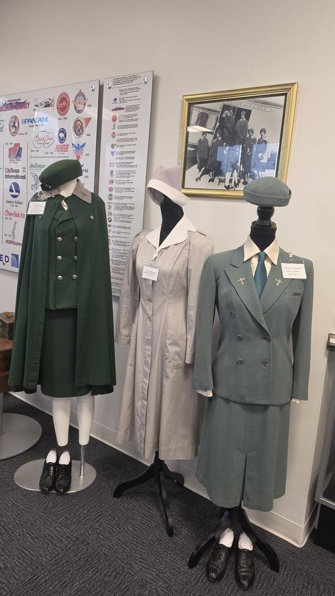 Early stewardess uniforms in green and white
