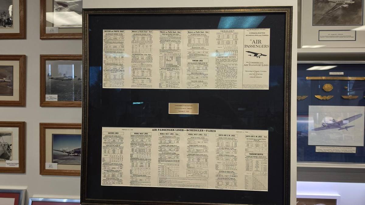 Framed vintage timetables