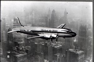 ...in a DC-4, four-engined, 50 passenger, five-mile-per-minute Mainliner such as this. However, we're getting ahead of our story. Let’s go b