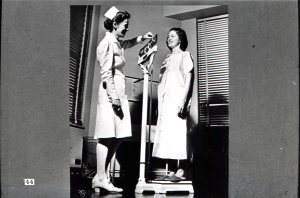 ...made its decision to accept Miss Hoeger, she was sent to the company's medical department for a physical examination. Here she tipped the