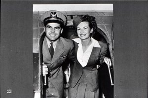 This is what frequently happens. The girls marry our pilots. Stewardess Dorothy Willis and First officer Bill McChrystal flew together as fe