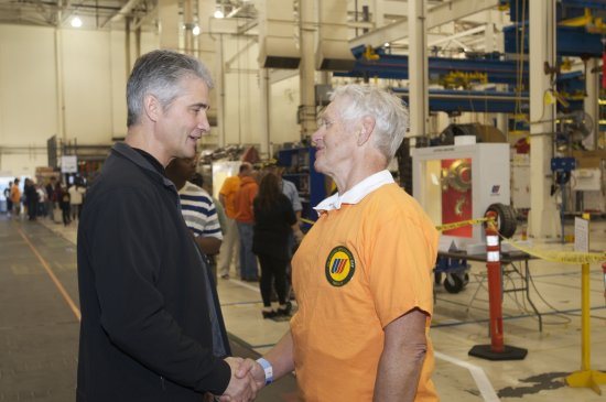 United's new President and CEO, Jeff Smisek attended the event. He addressed the crowd that day and made the rounds meeting employees, retir