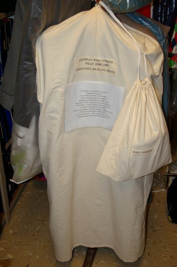 Unbleached cotton muslin garment bag is used to protect vintage garments from mold, mildew and bug infestation.