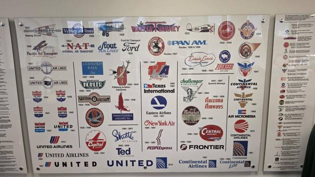 Heritage logos of the airlines that became United